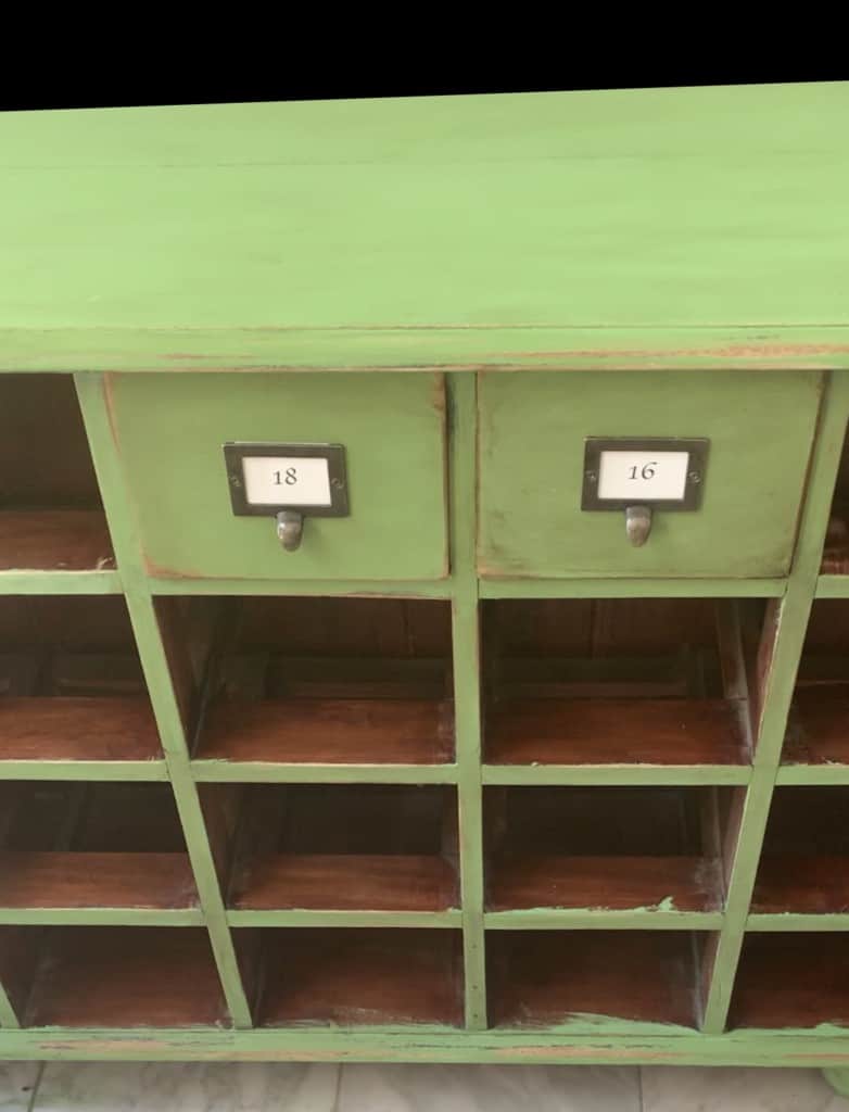 card catalog painted with annie sloan chalk paint and clear and dark wax.