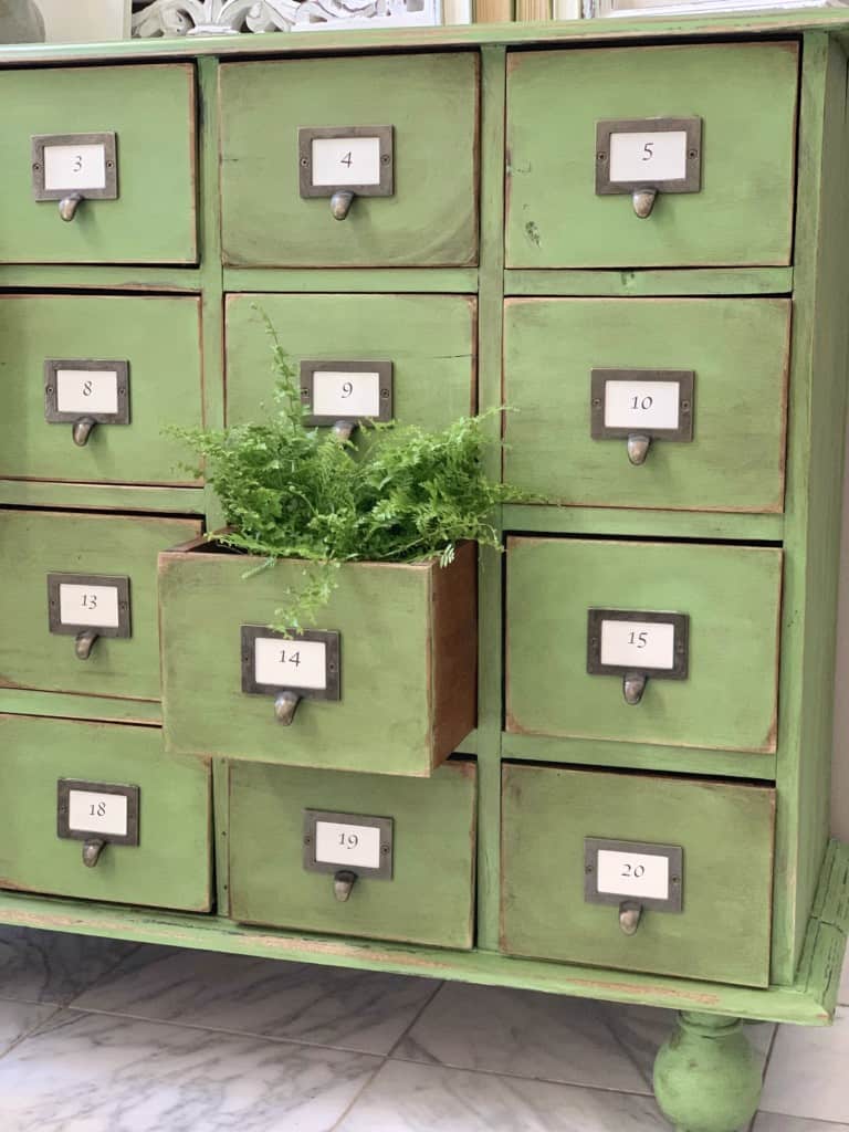 green card catalog done with Annie Sloan chalk paint