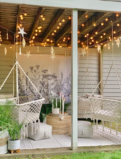 Cozy Under Deck Space featuring Hammock Chairs Celebrated Nest