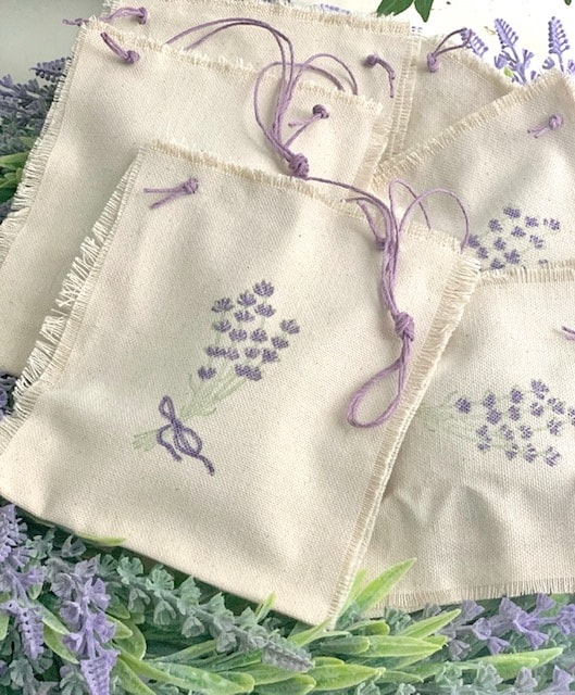 a close up of these pretty lavender sachets. 