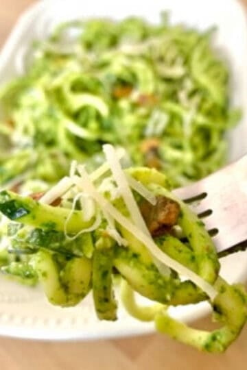 Zucchini noodles with parsley pesto.