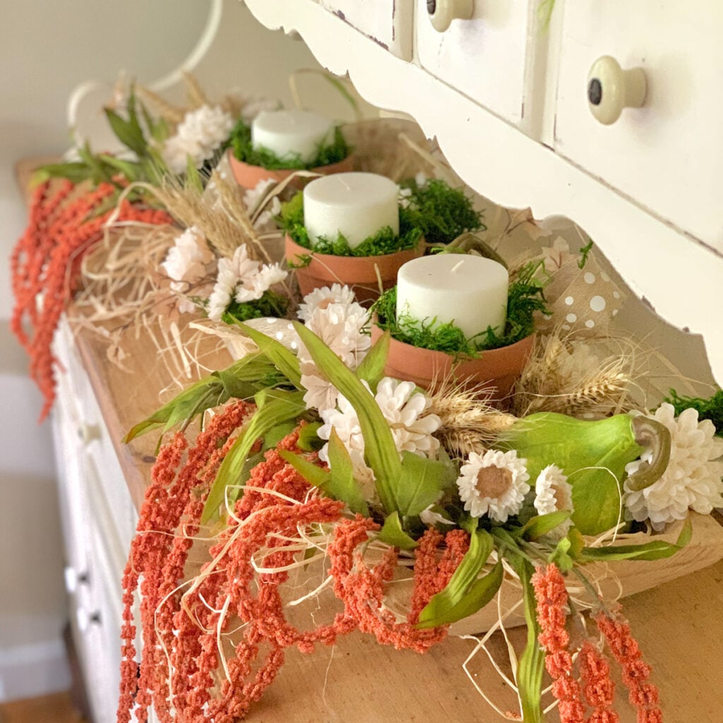Create a Fall Dough Bowl Centerpiece with Cozy Candles - Celebrated Nest