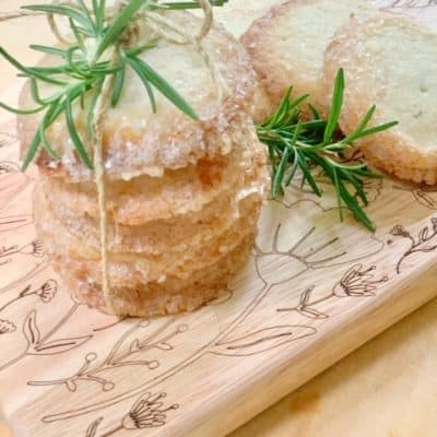 a stack of rosemary butter cookies