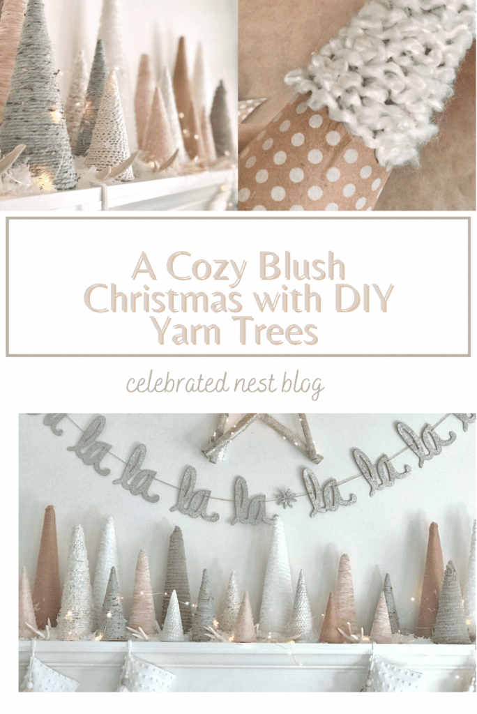 a pinterest pin showing the blush christmas and yarn trees
