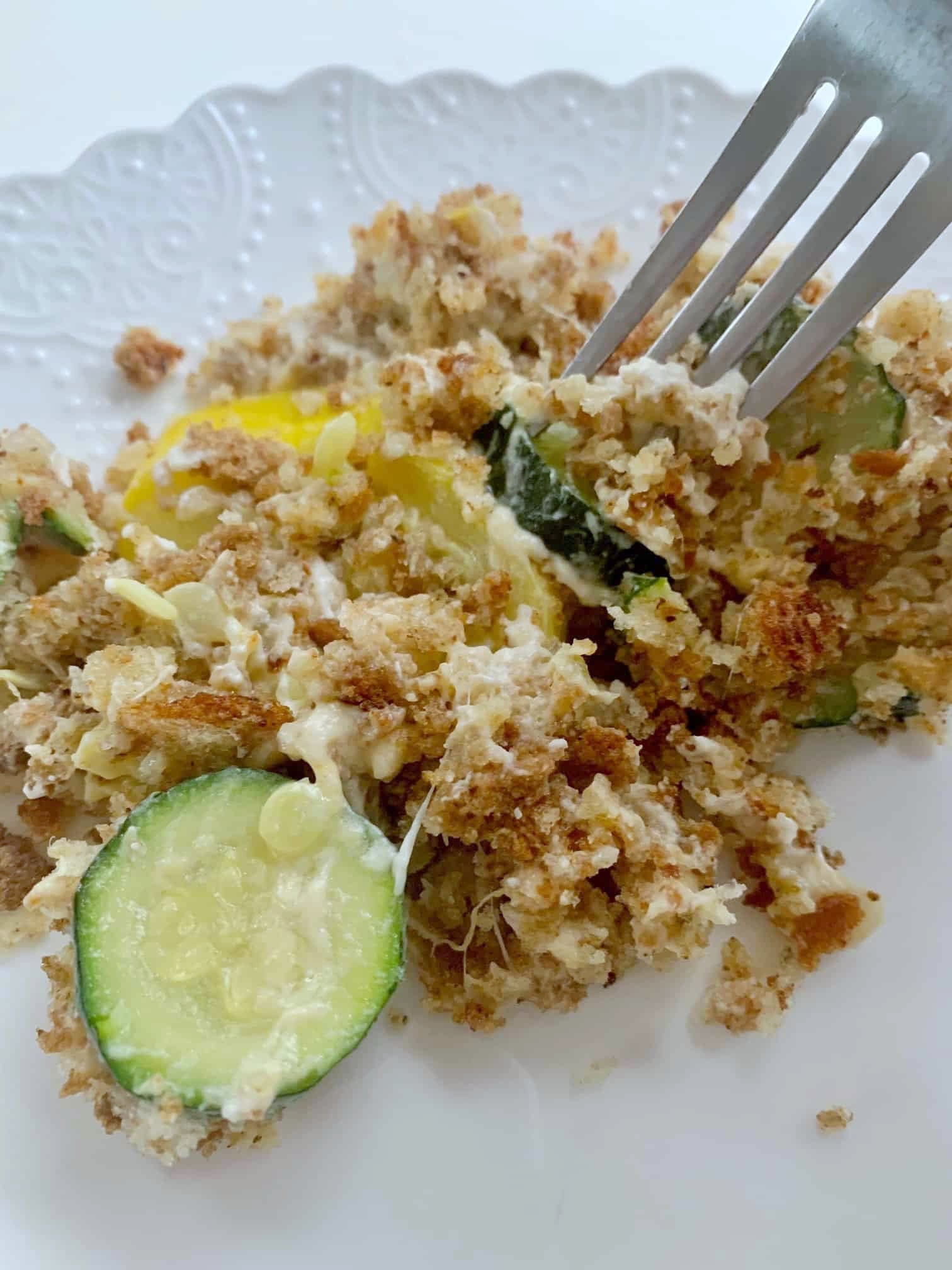 Squash Casserole with Stuffing (Made with Zucchini and Yellow Squash)