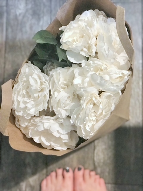 bag of faux peony bushes