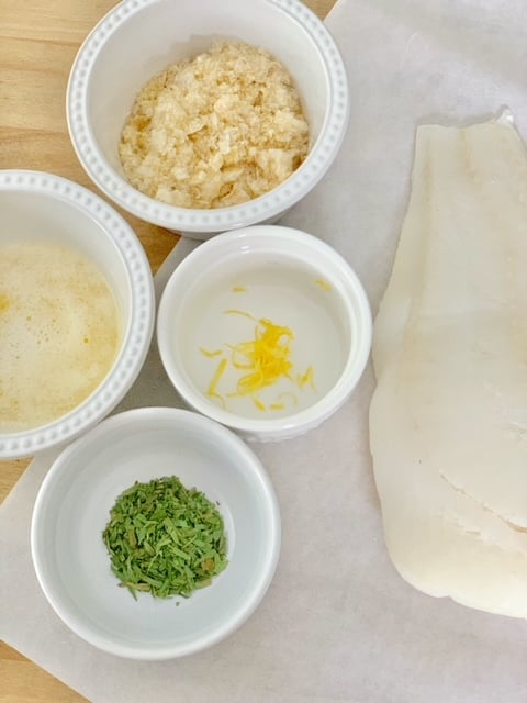 ingredients for this Keto Fish Recipe With Herb Crumb Top