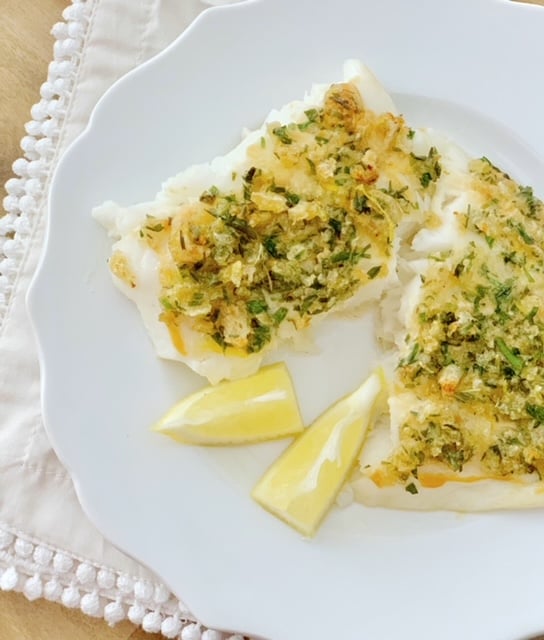 plate with linen napkin with fish