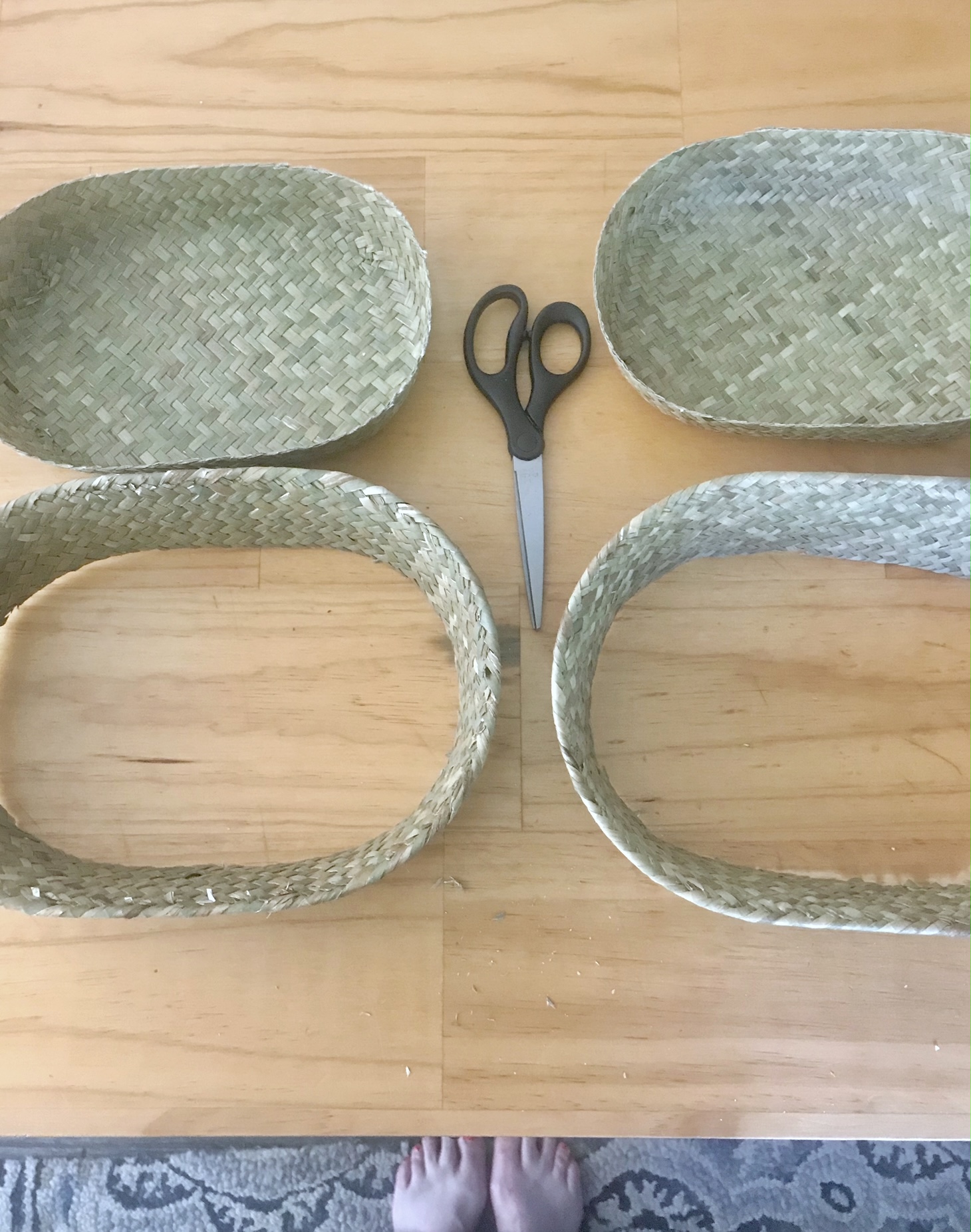 small baskets cut in two.
