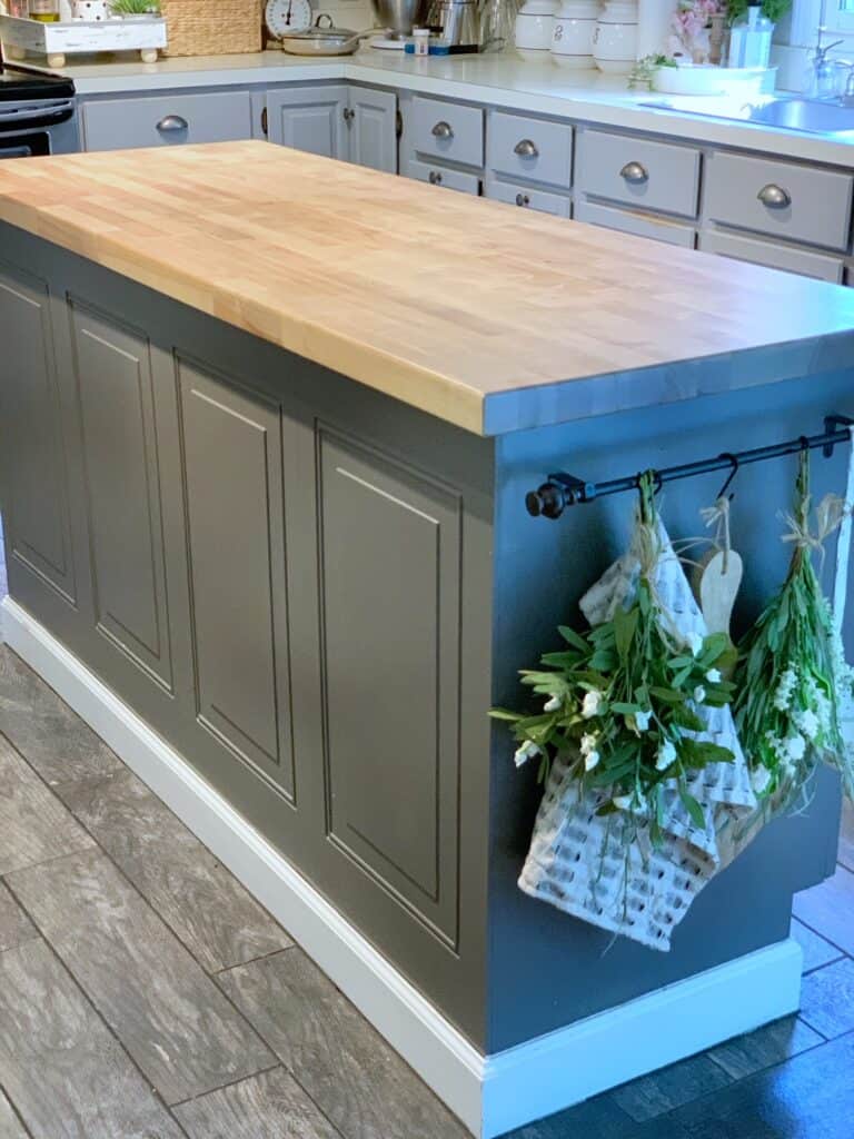 DIY Craft Station or Kitchen Island made from a kitchen cabinet