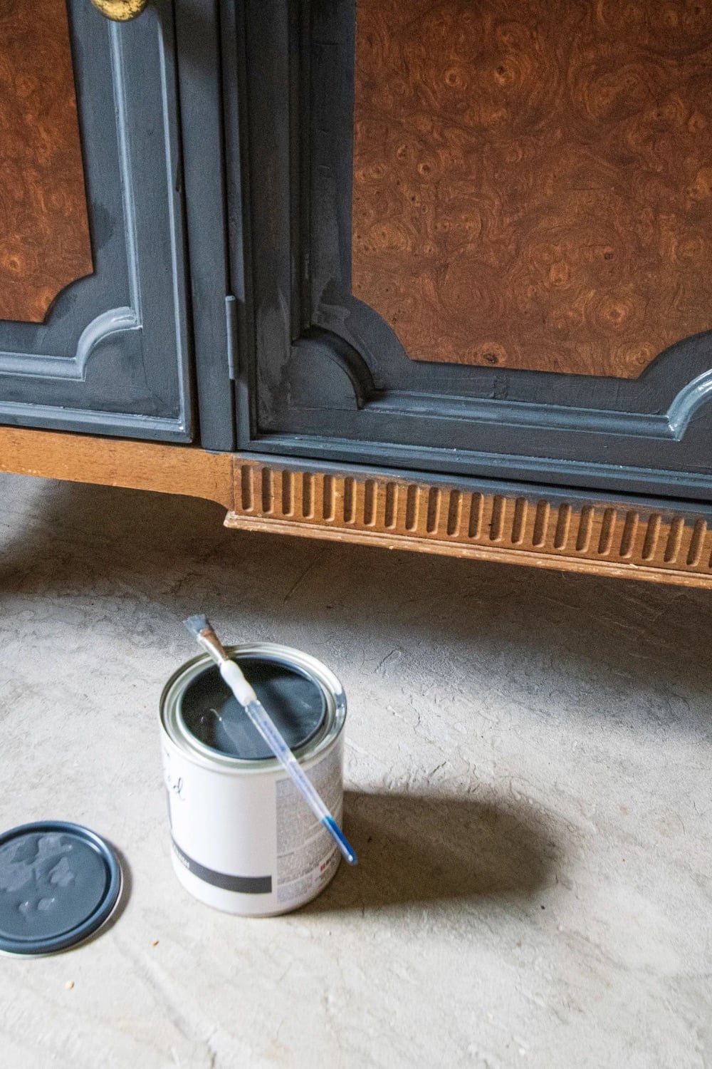 Wood furniture piece painted with Annie Sloan black. 