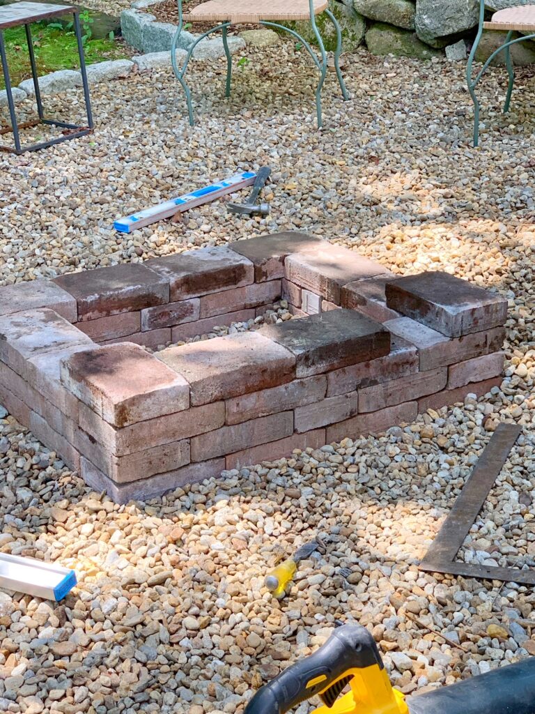 the diy paver fire pit in process. 