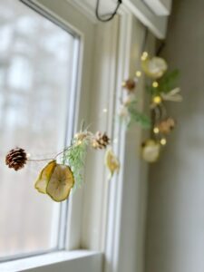 complete garland. its a very dainty scandanavian style garland with twinkle lights.