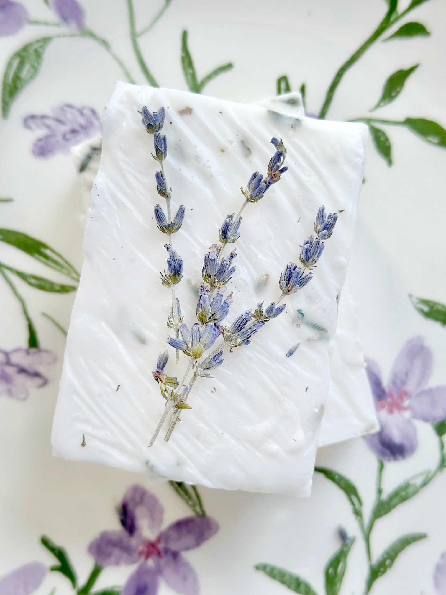 top shot of the soap on a dish.