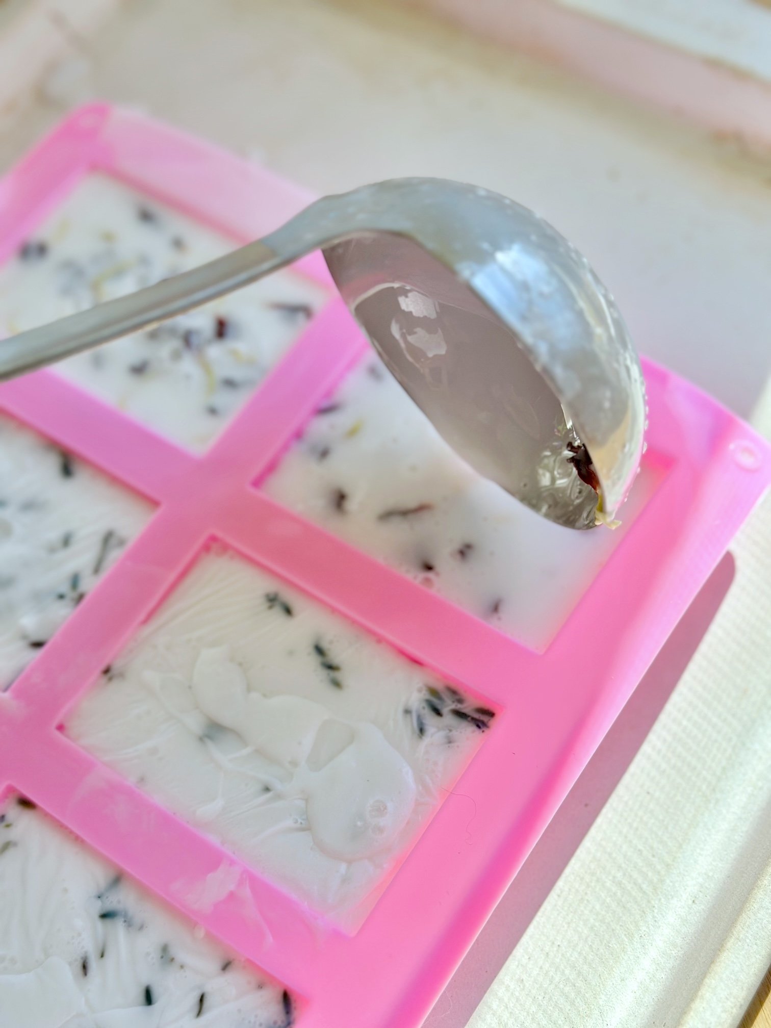 soap in molds ready to dry.