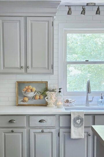 Benjamin Moore cabinet paint. The exact paint that has lasted 10 years.