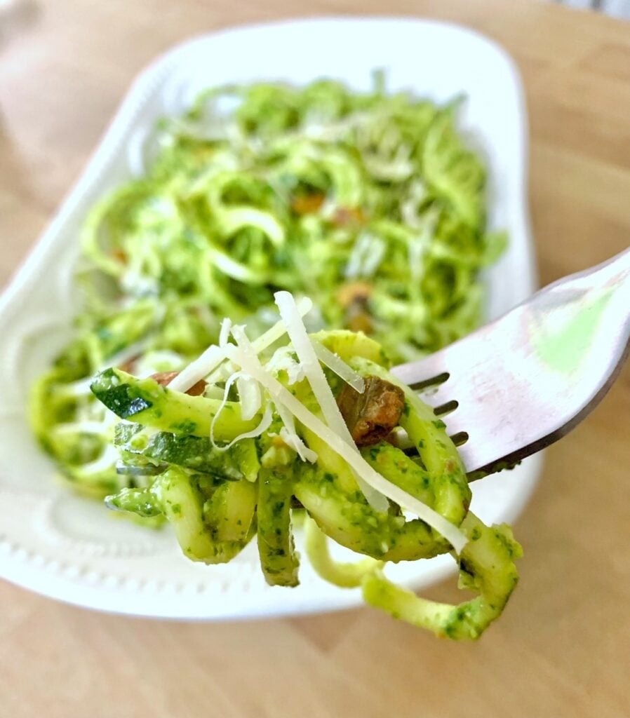Zoodles with parsley pesto.