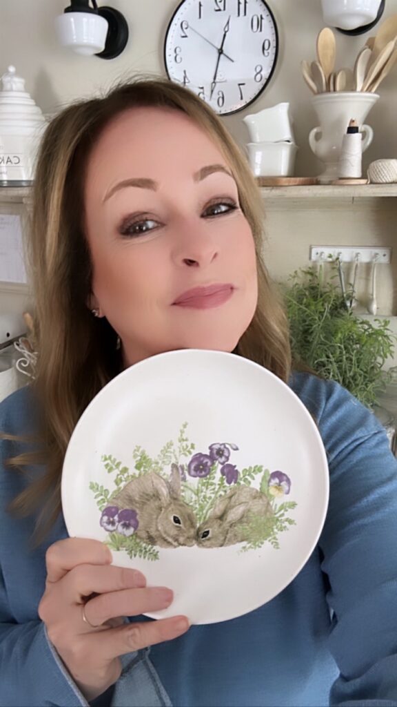 Me holding a bunny plate. 