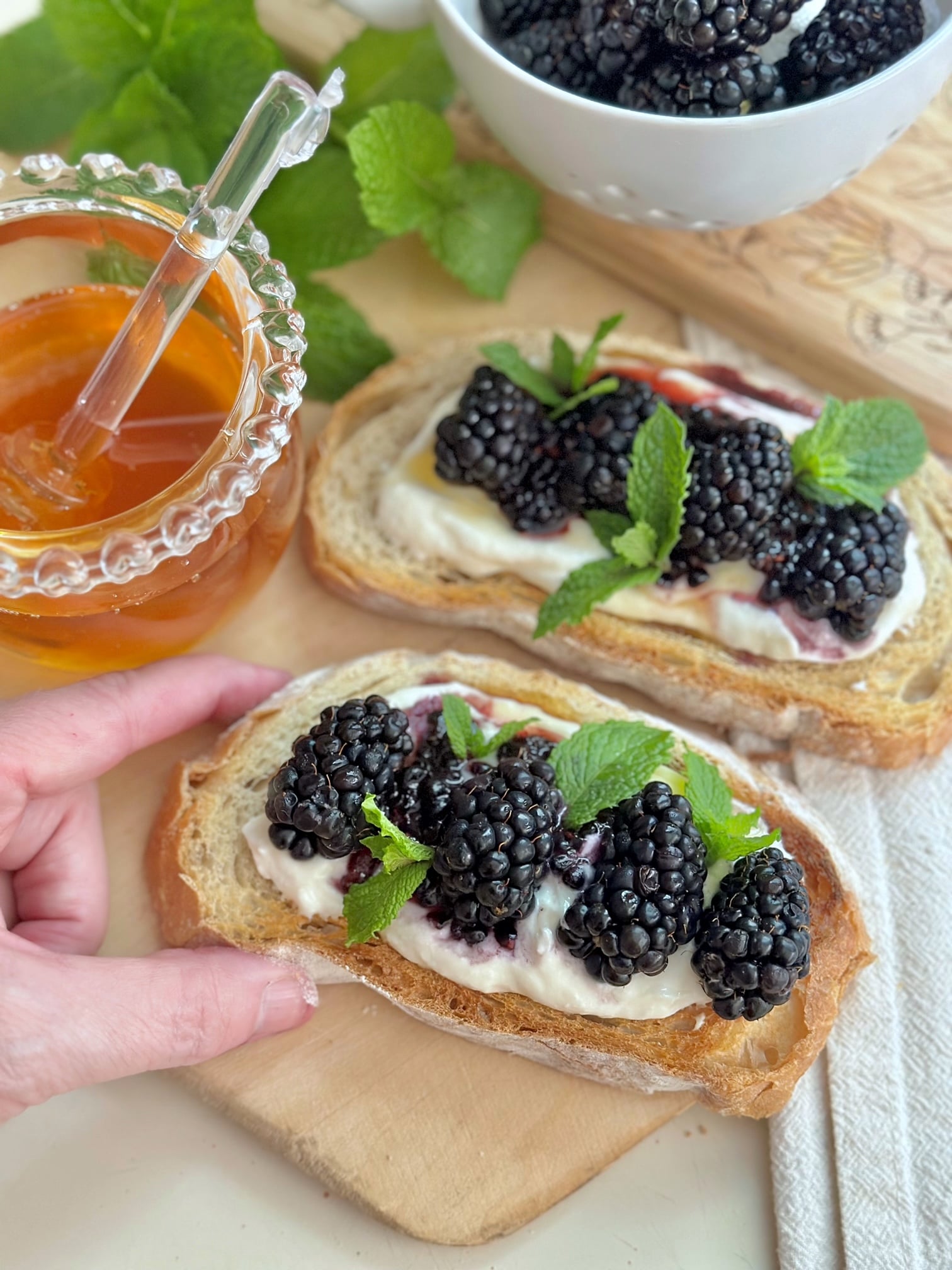 A top view of the artisan ricotta bread.