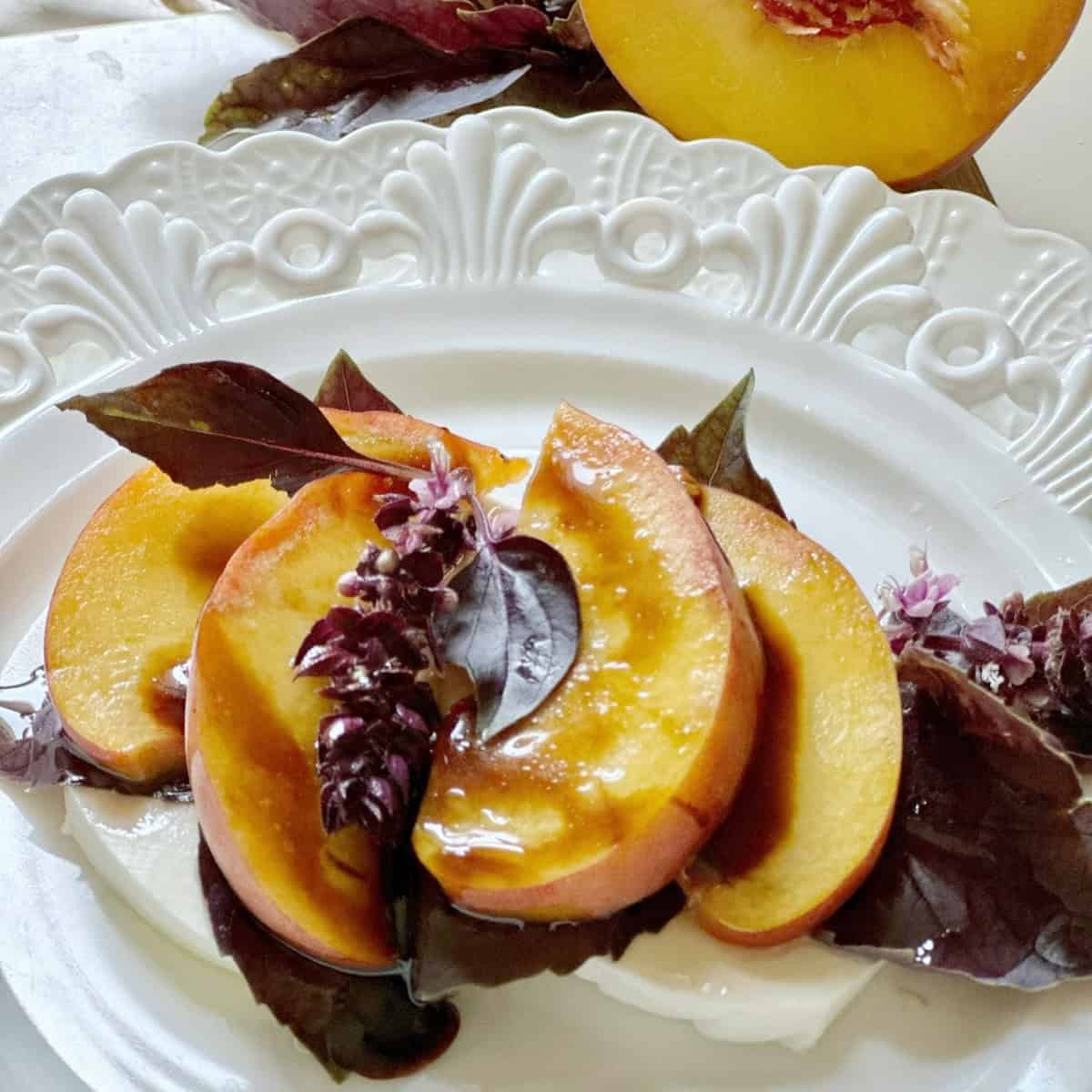 Summer on a Plate: Peach Caprese Salad with Purple Basil