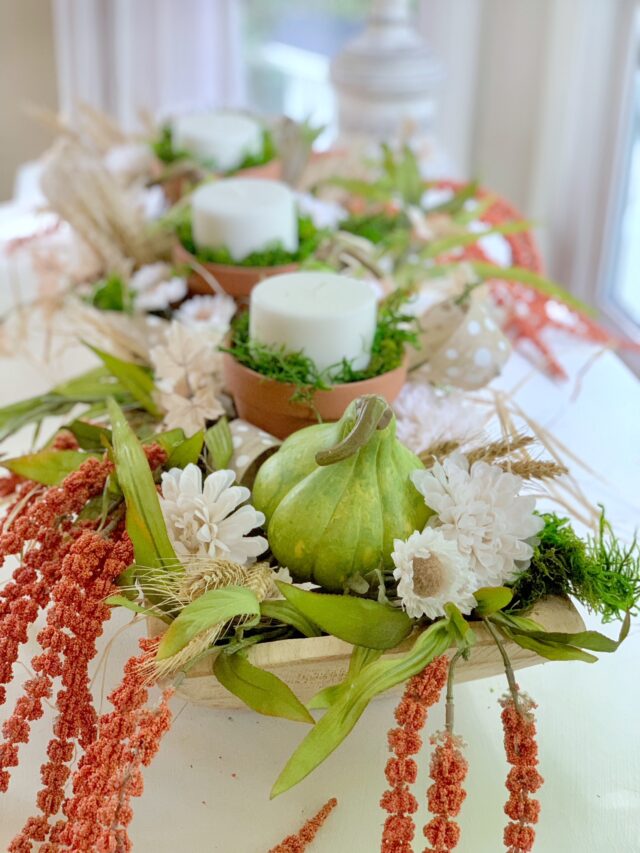 Create a Fall Dough Bowl Centerpiece with Cozy Candles - Celebrated Nest