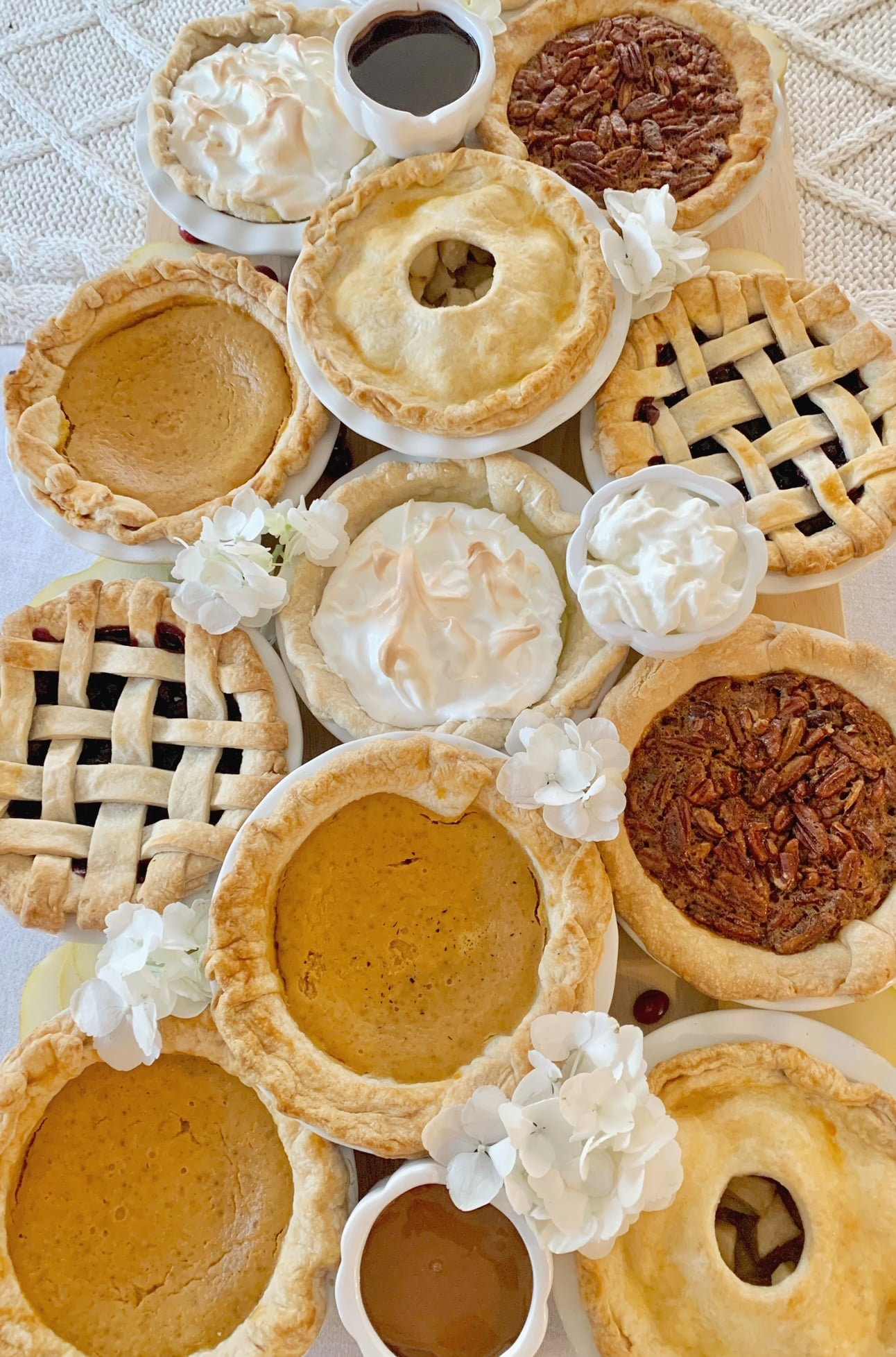 A full view of the Thanksgiving dessert board from above. 