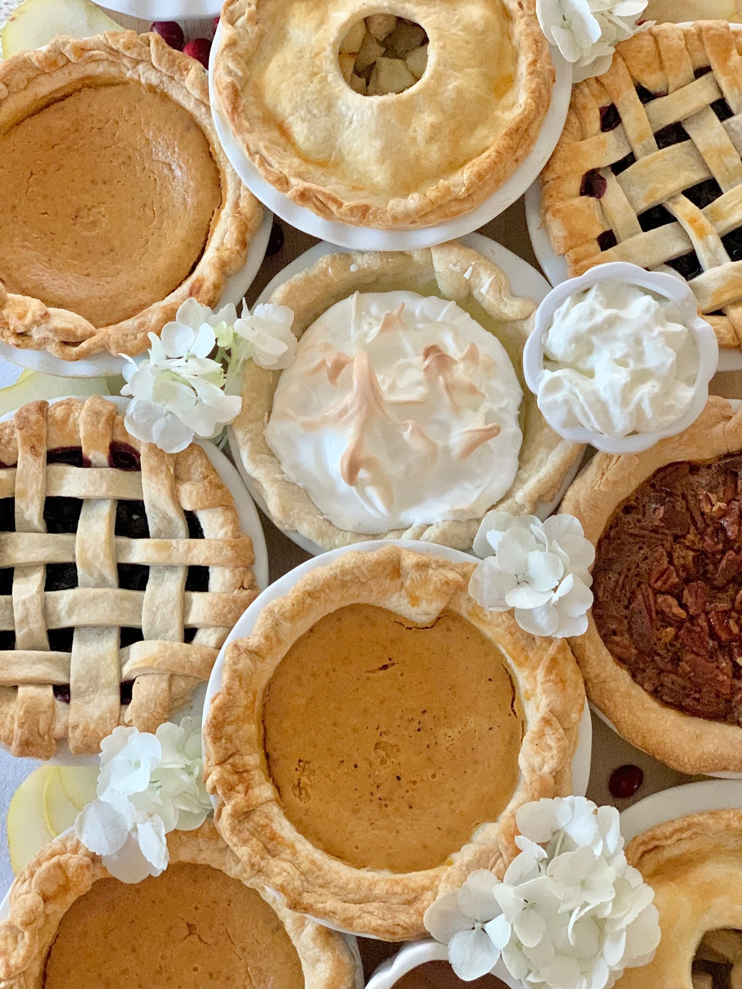 A top down view of the finished pie board. 