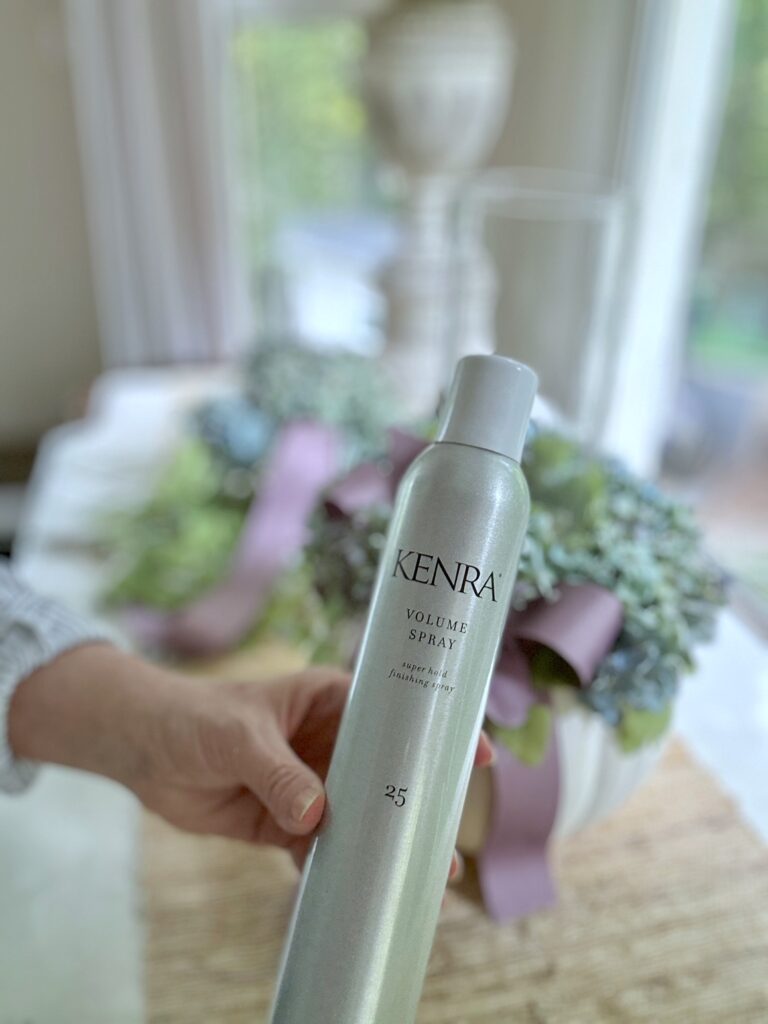 Aerosol hair spray to spray on dried hydrangea.