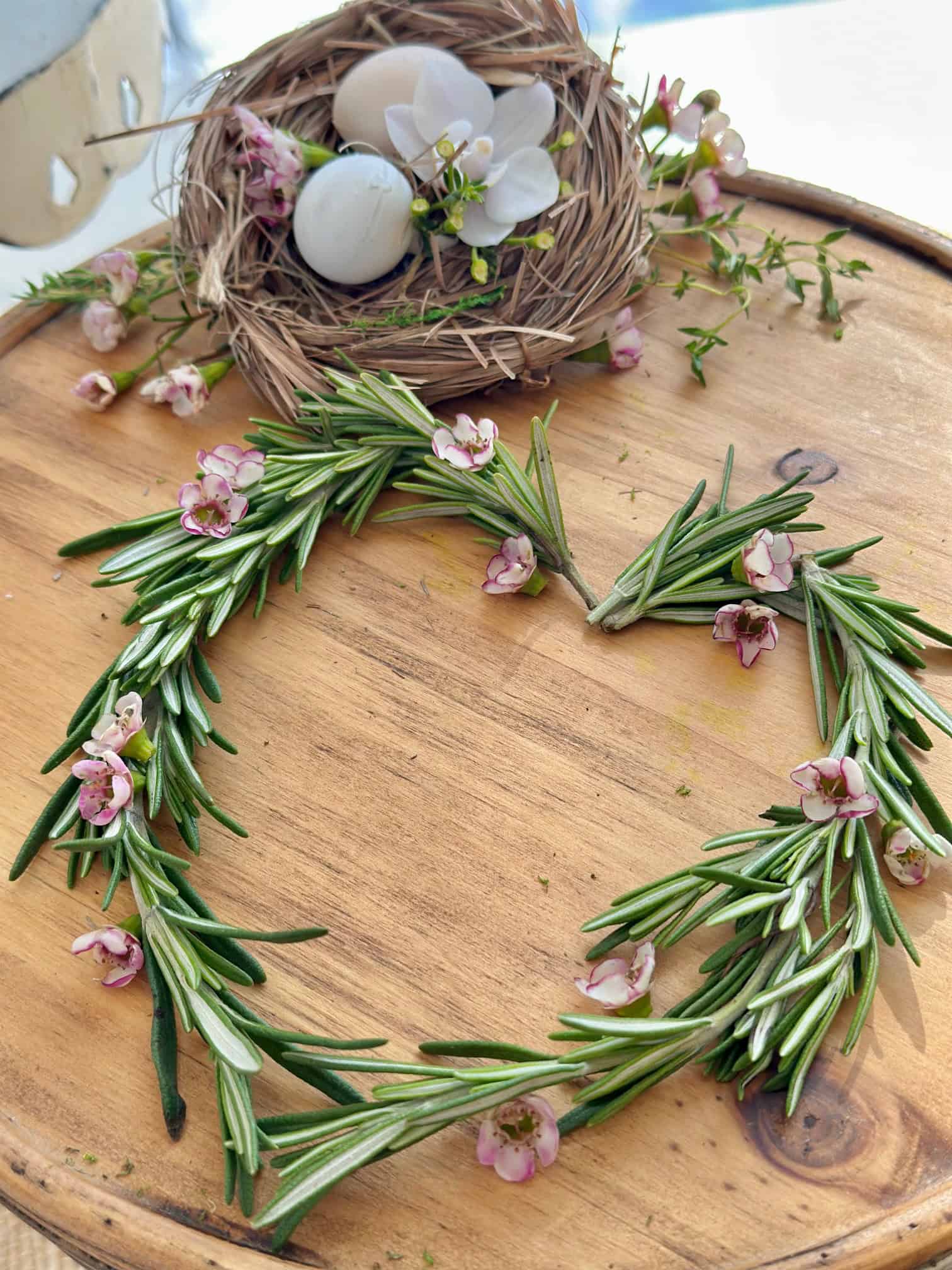 A heart made from rosemary for herbs for love.