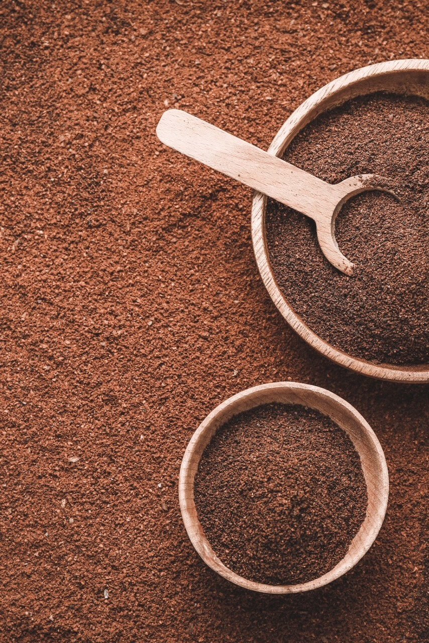 3 different kinds of fine coffee grounds.