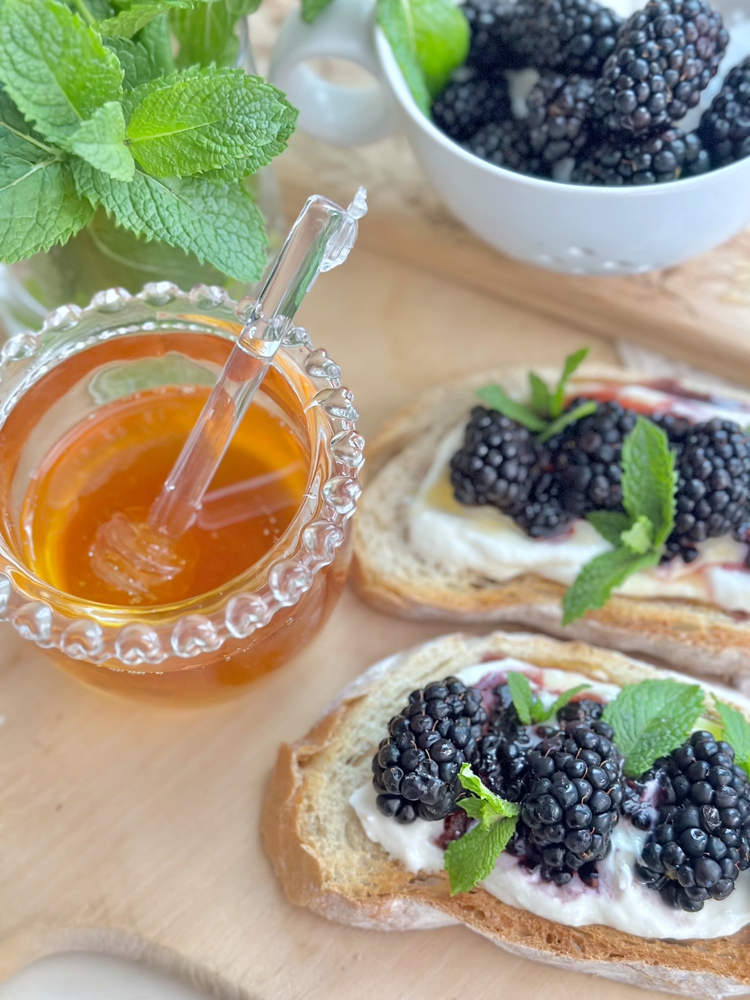 Rosemary honey with artisan fruit toast. 
