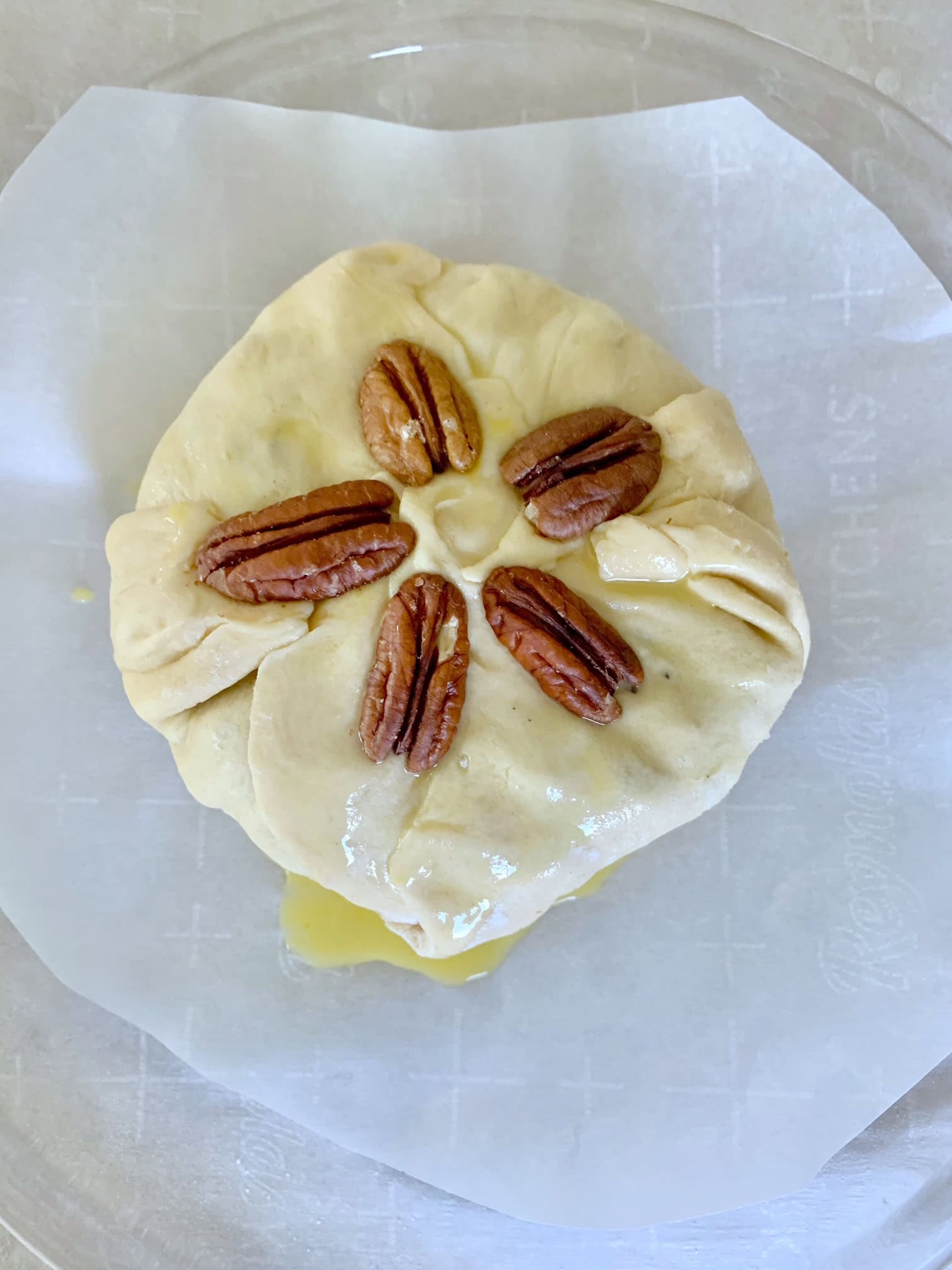 Brie ready to go in the oven. 