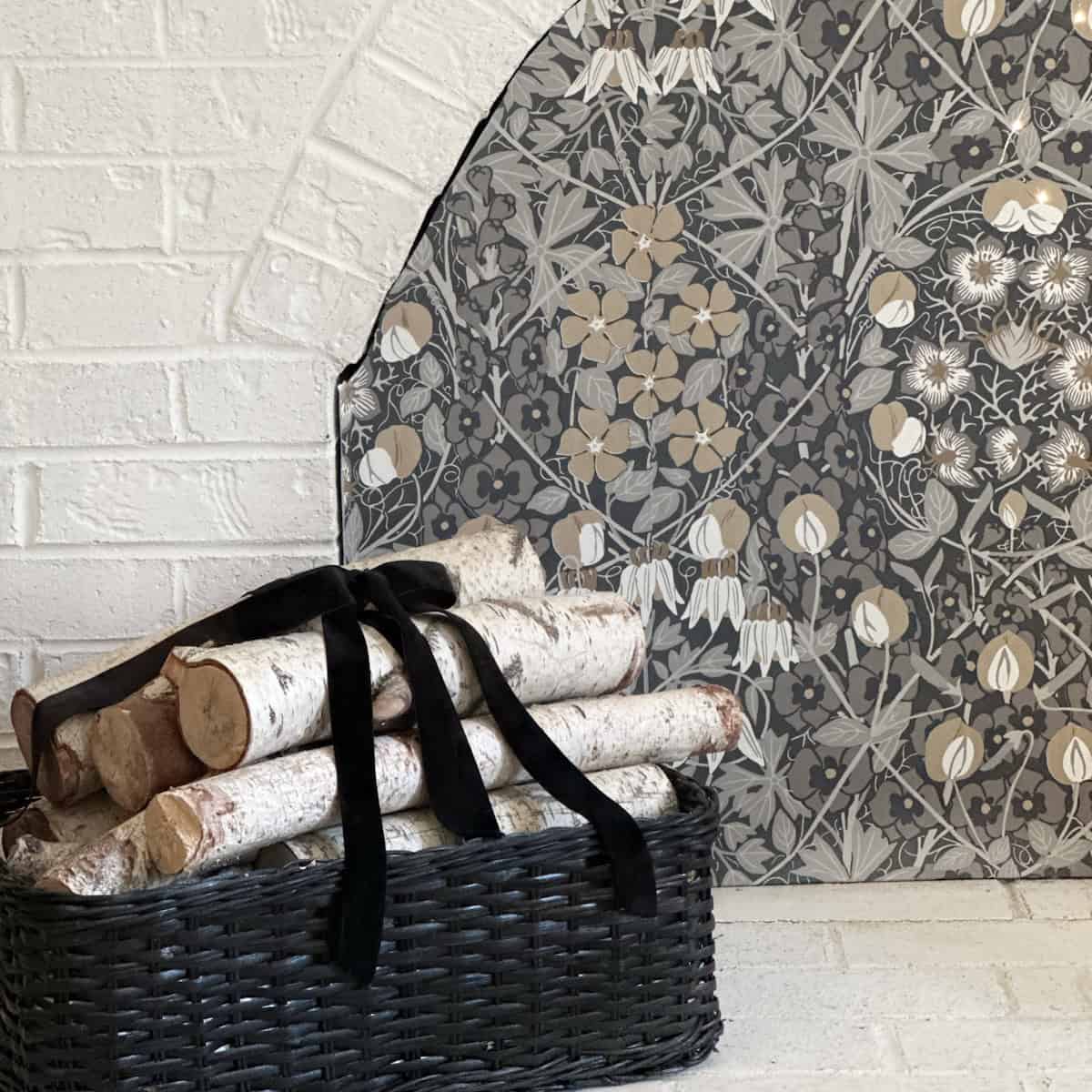DIY Fireplace screen on our painted brick fireplace. 