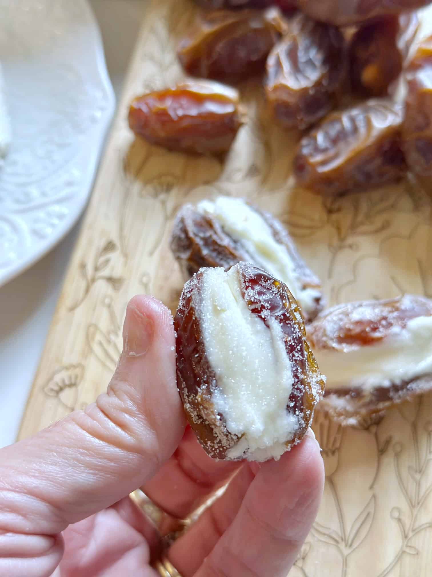 A filled and sugared stuffed date.