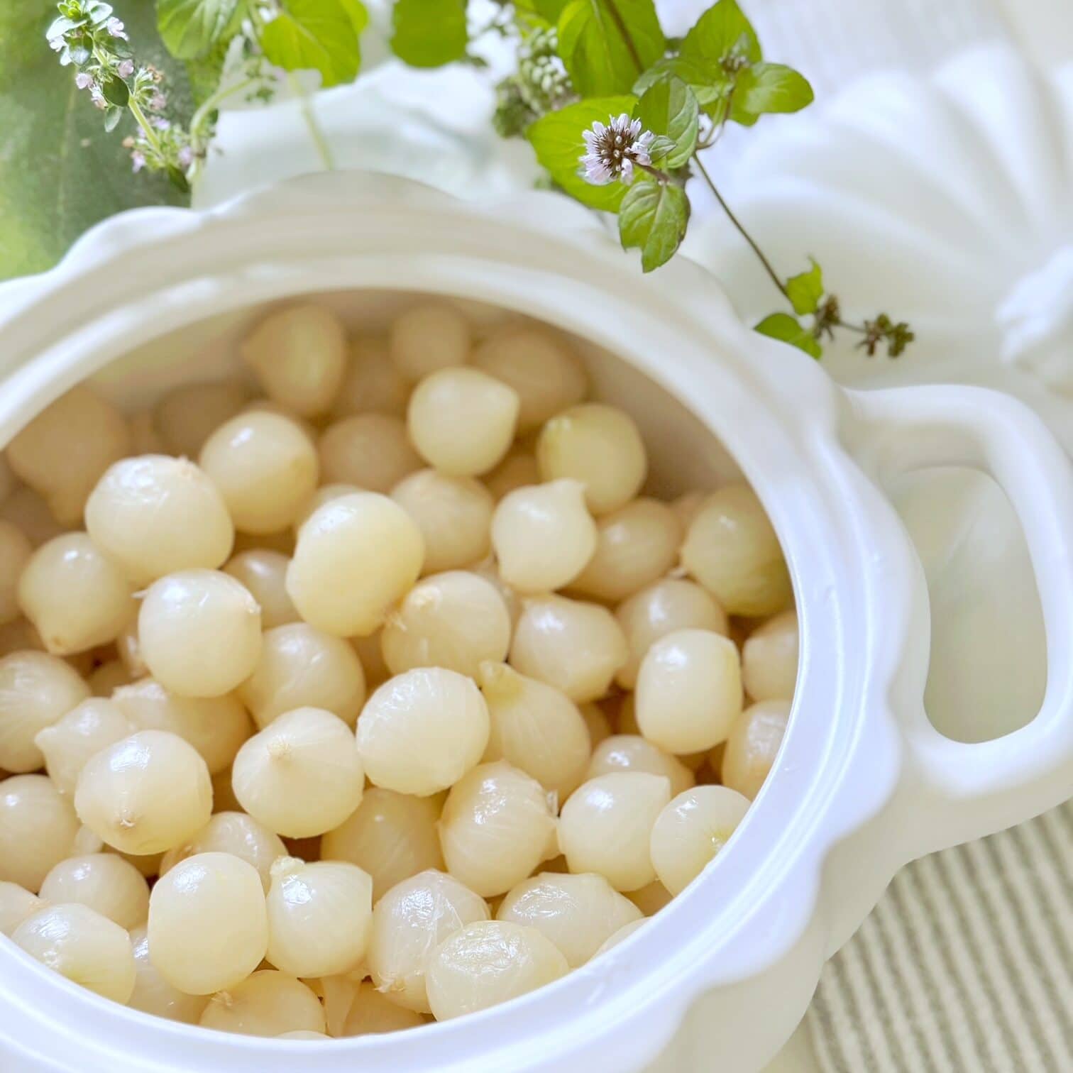 Onions drained and placed in a pumpkin shaped casserole dish. 