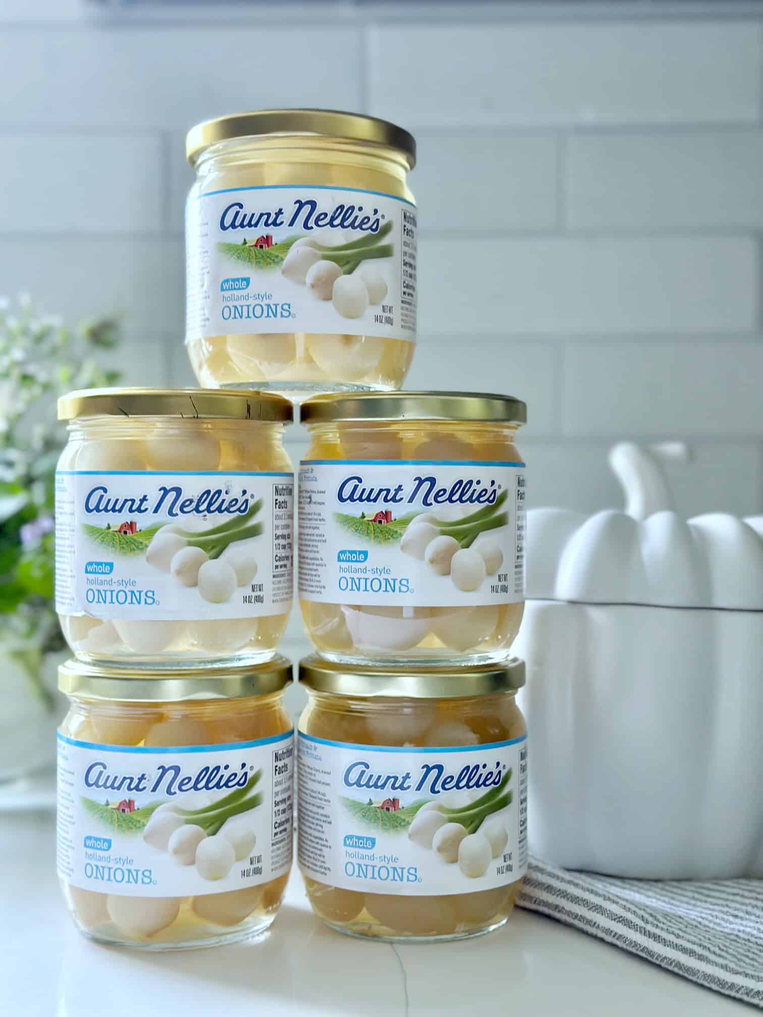 5 jars of Nellie's jarred pearl onions. 