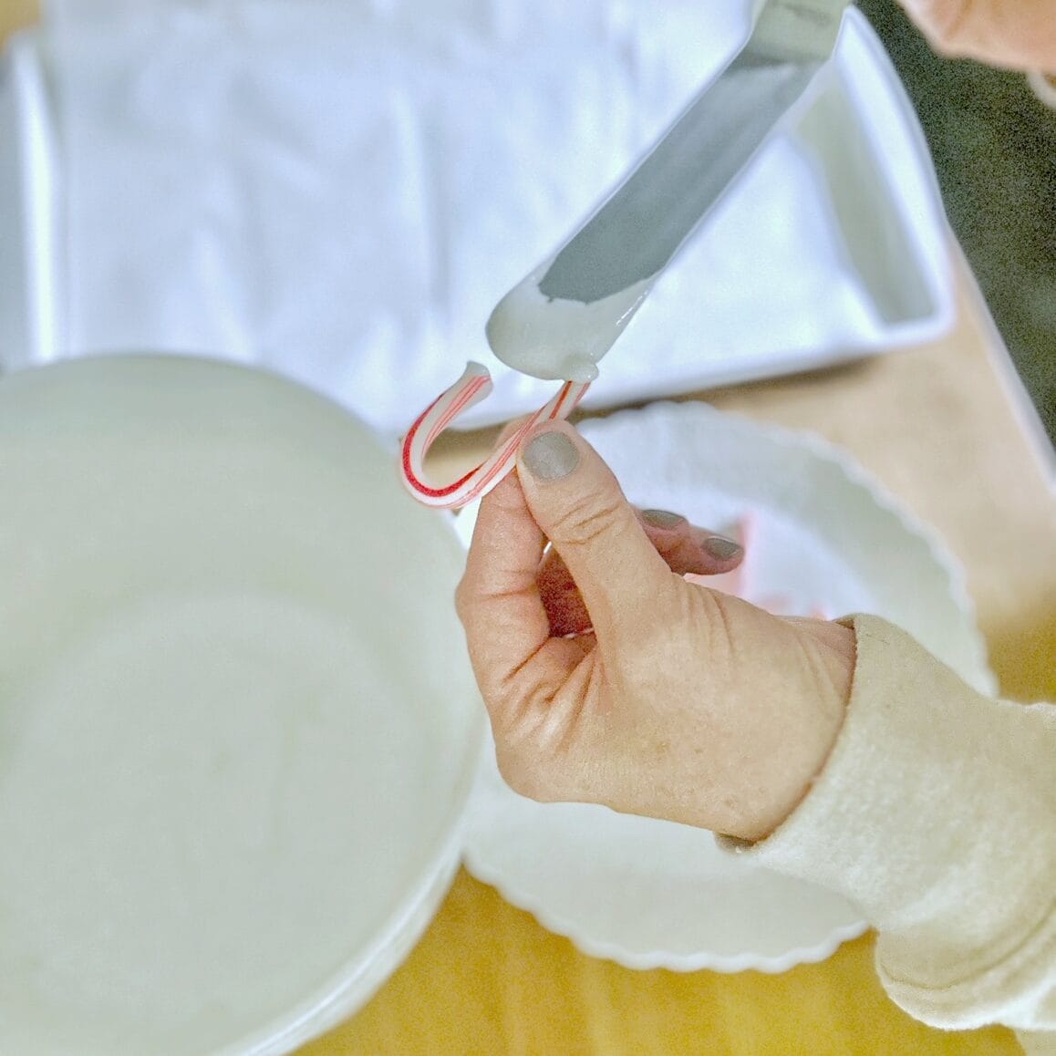 meringue on the bottom of the candy cane.