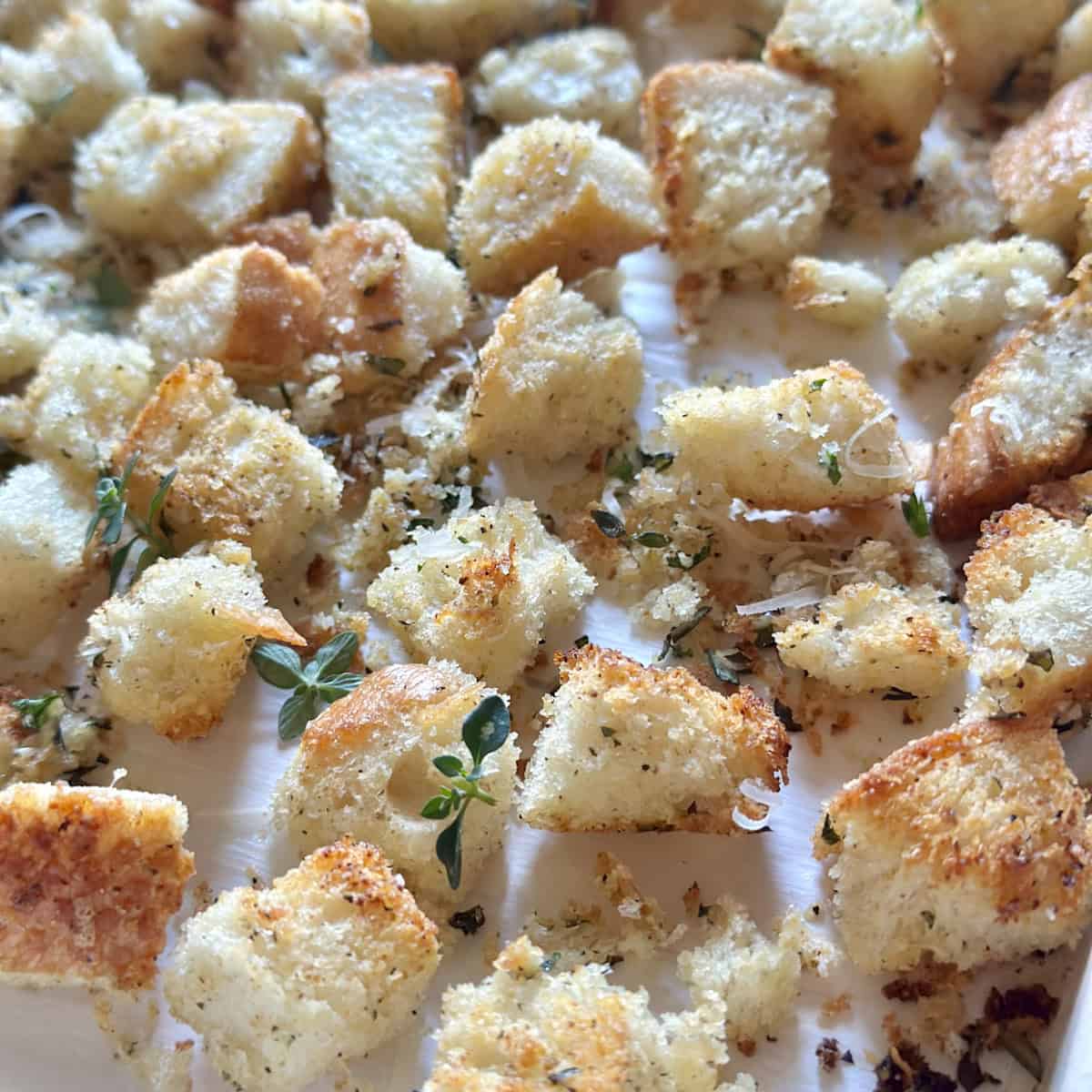 Cheese Croutons Made with Sourdough and Fresh Herbs