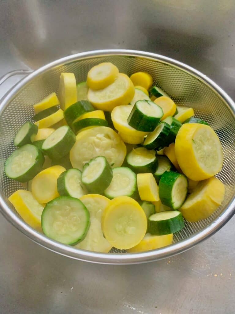 The steamed zucchini and yellow squash - its opaque but still formed. 