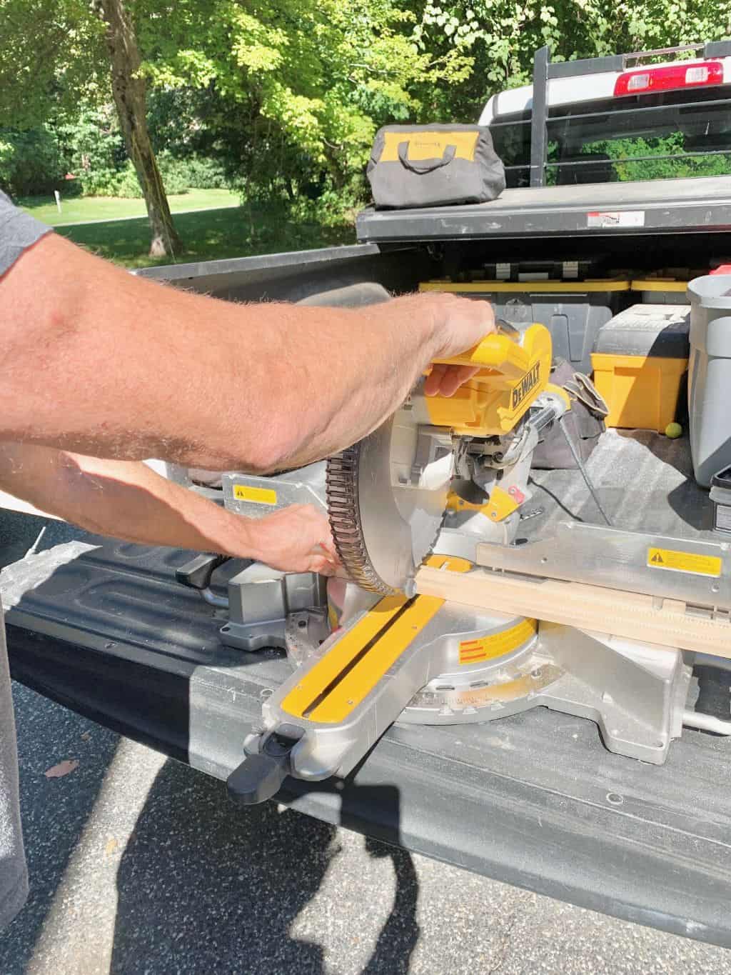 Cutting 45 degree angles in trim.