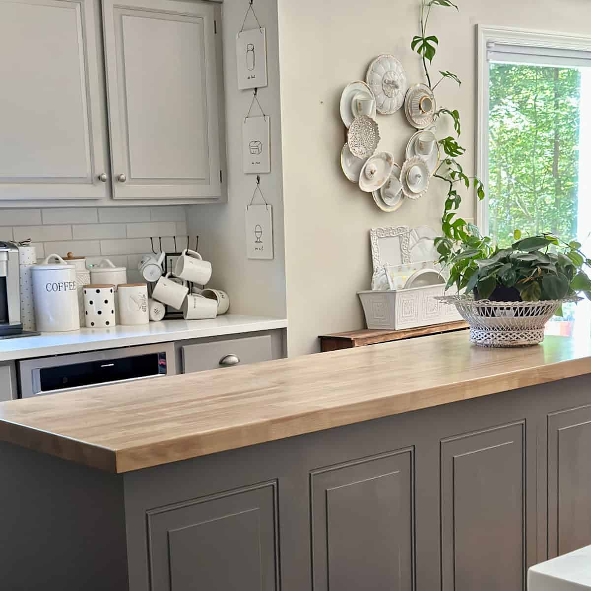 A view of our updated kitchen which used to have oak cabinets. 