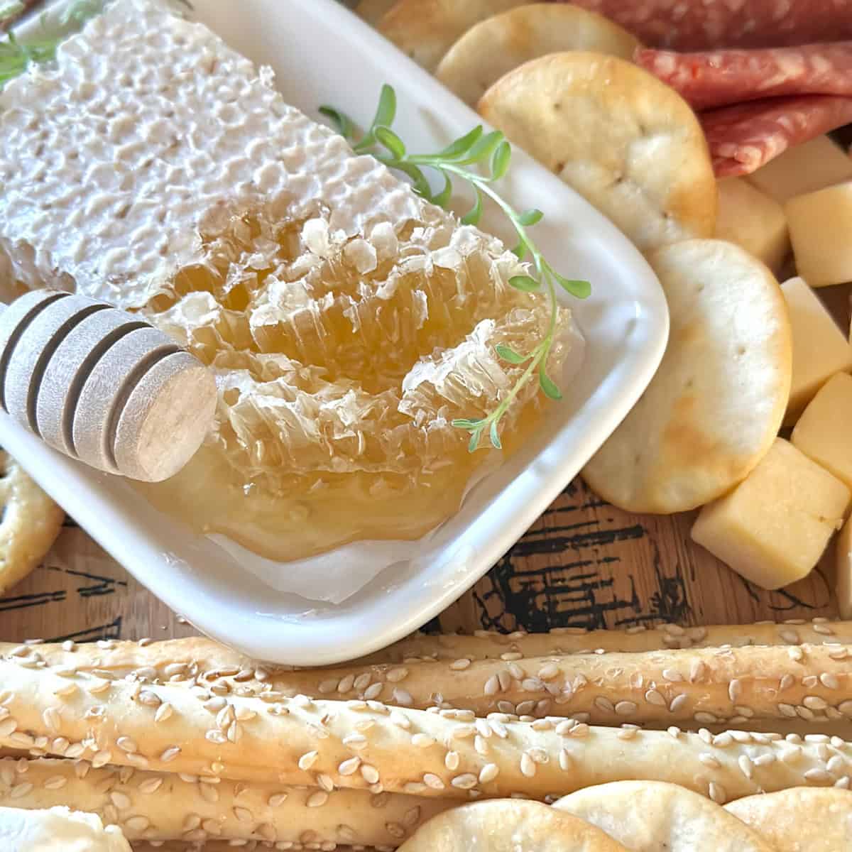Charcuterie Board With Honeycomb