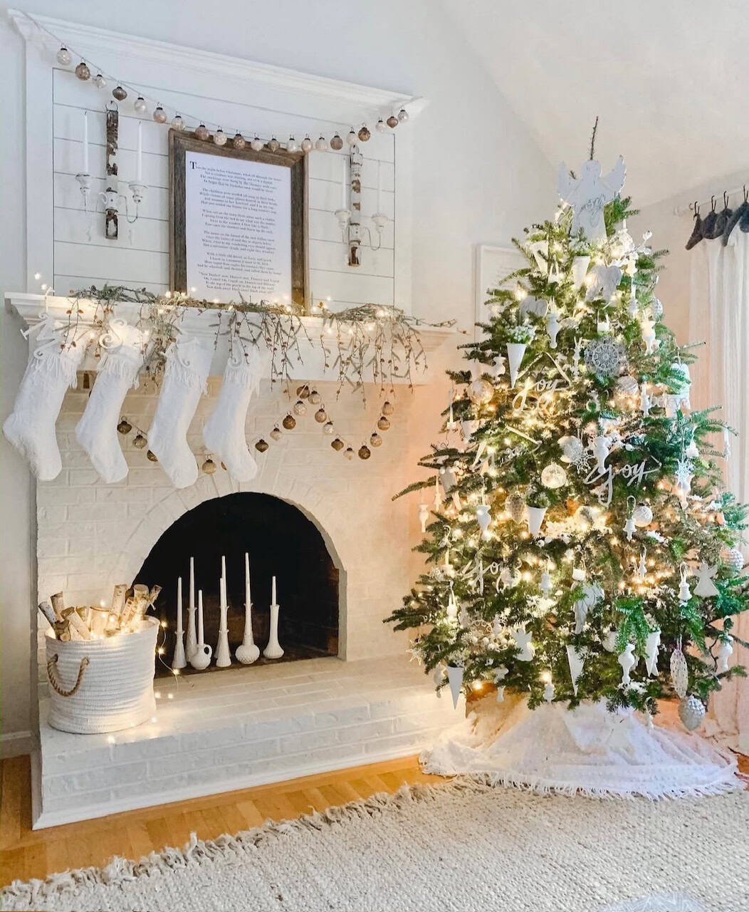 Vintage chenille bedspread used as a tree skirt alternative. 