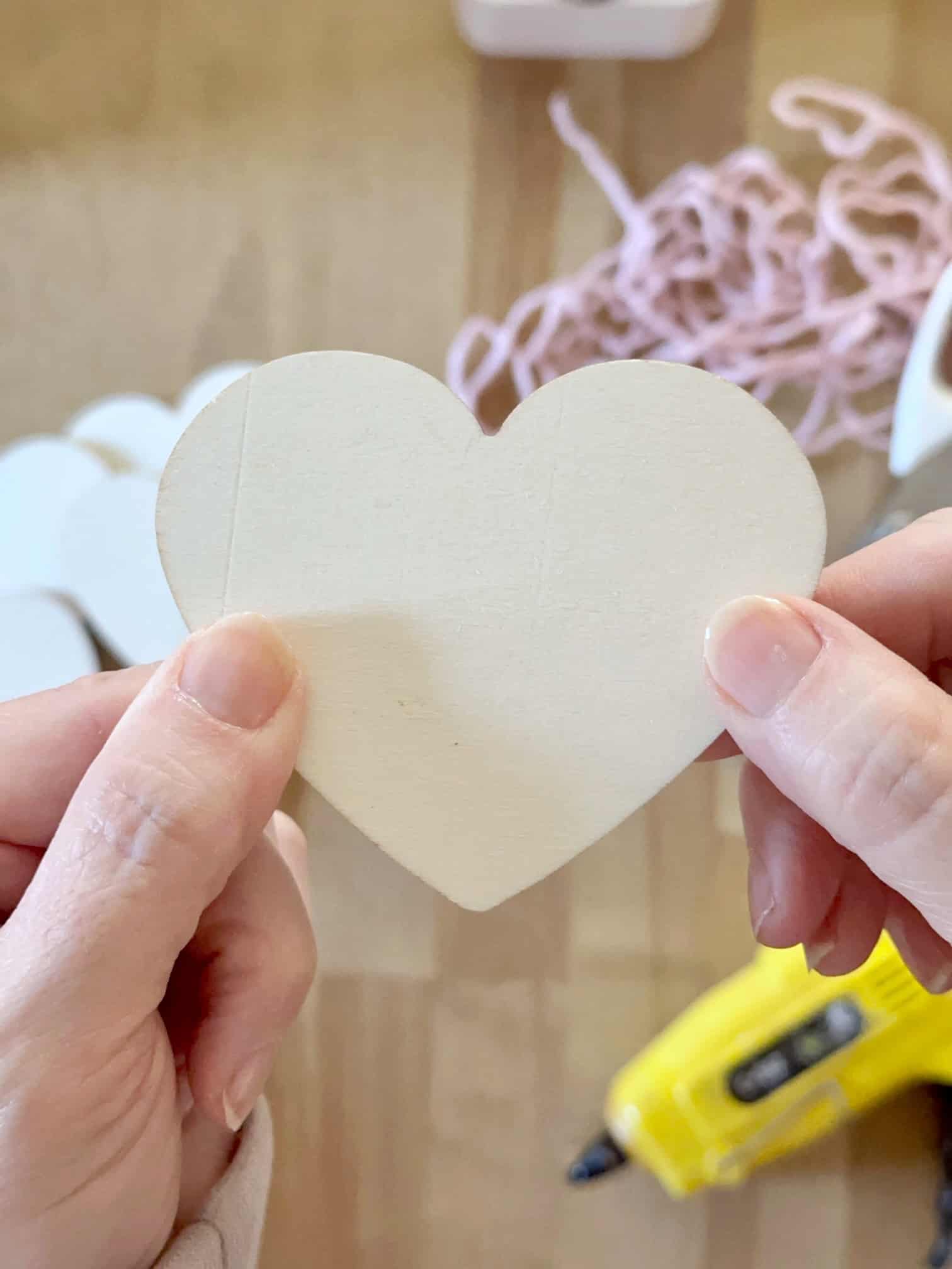Supplied for the hearts. Yarn, glue gun and wooden hearts.