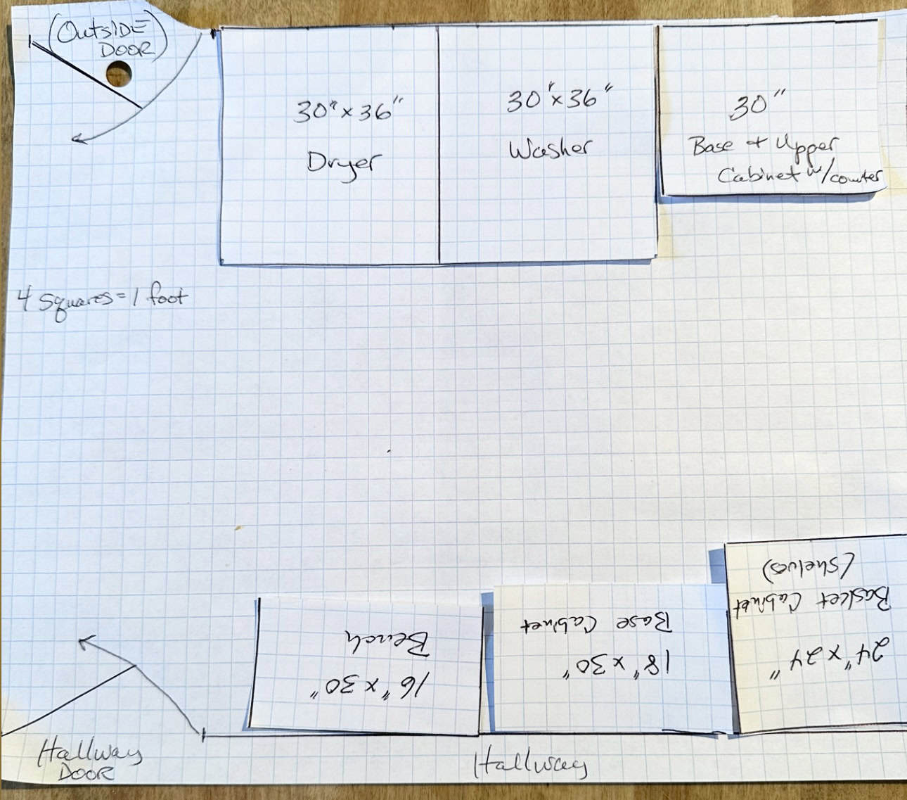 Graph paper with moving features for early planning. 