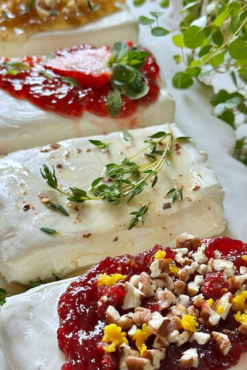 Cream cheese spread recipes on a platter.