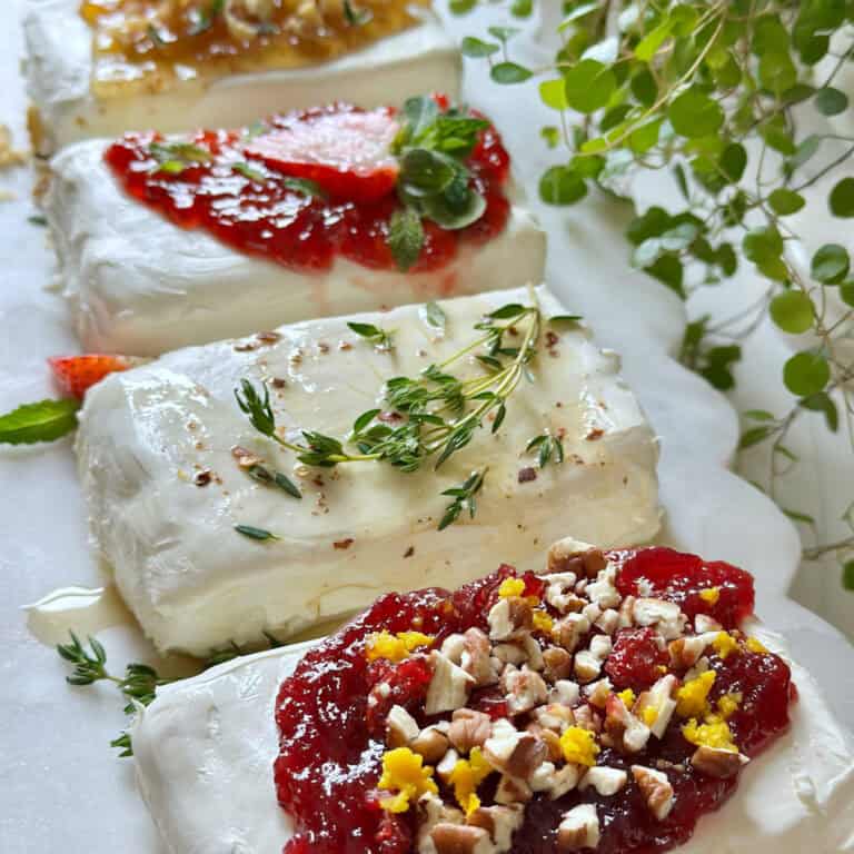 Cream cheese spread recipes on a platter.