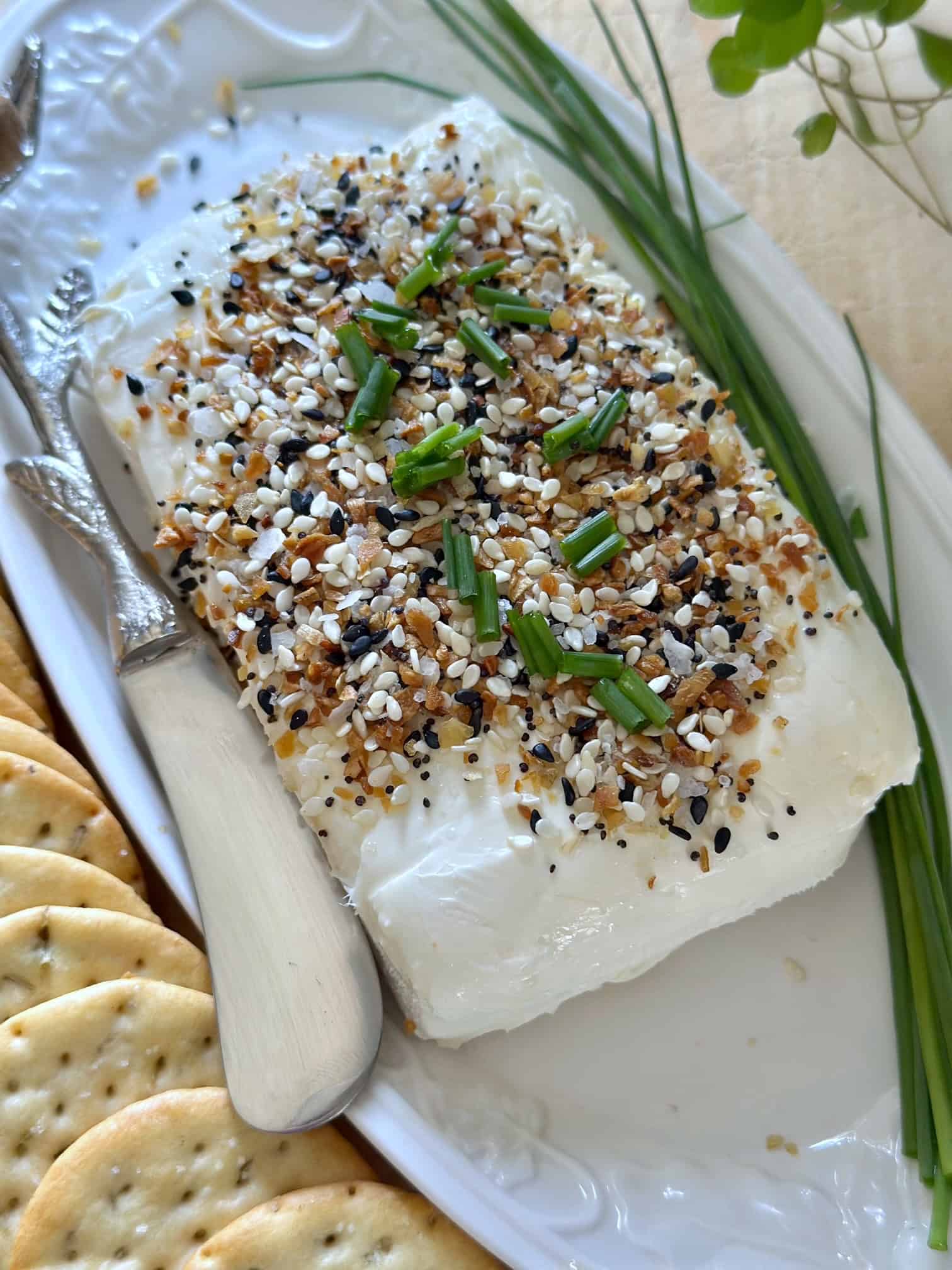 Cream cheese with everything bagel seasoning. 