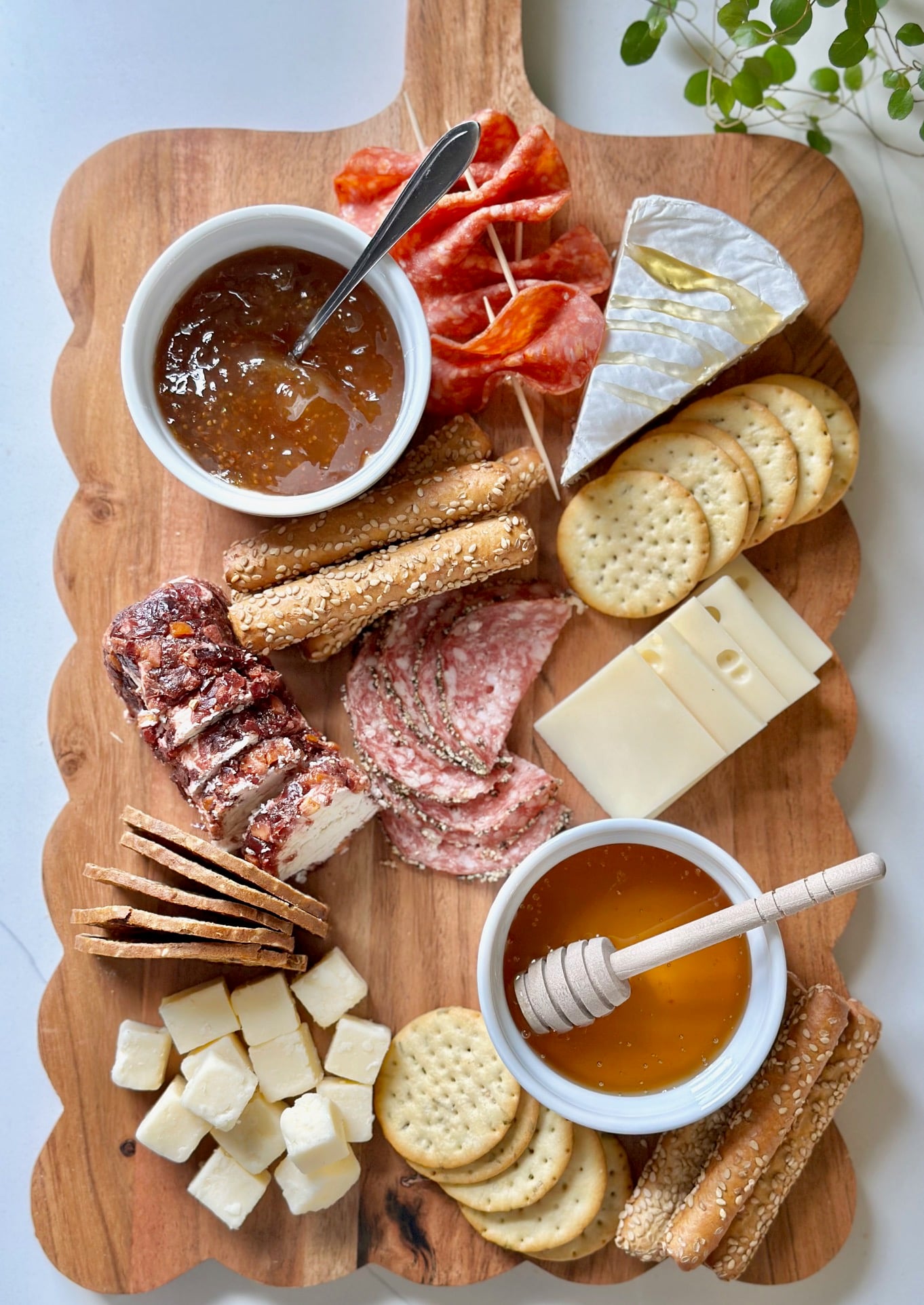 Crackers added to the charcuterie board.