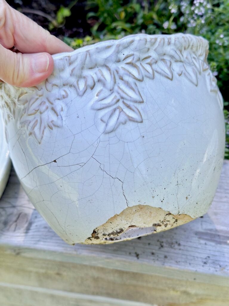 An old cracked planter pot for the base. 